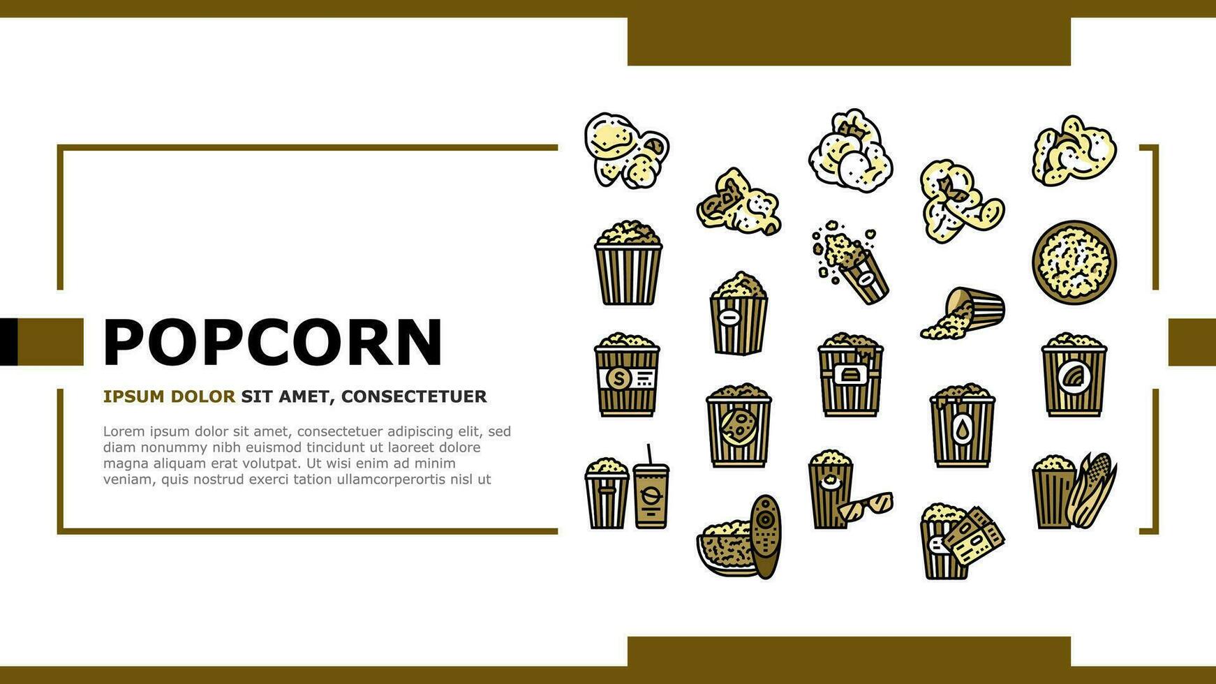 popcorn corn pop cinema landing header vector