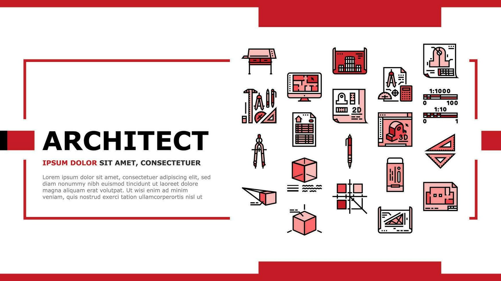 engineer construction architect landing header vector