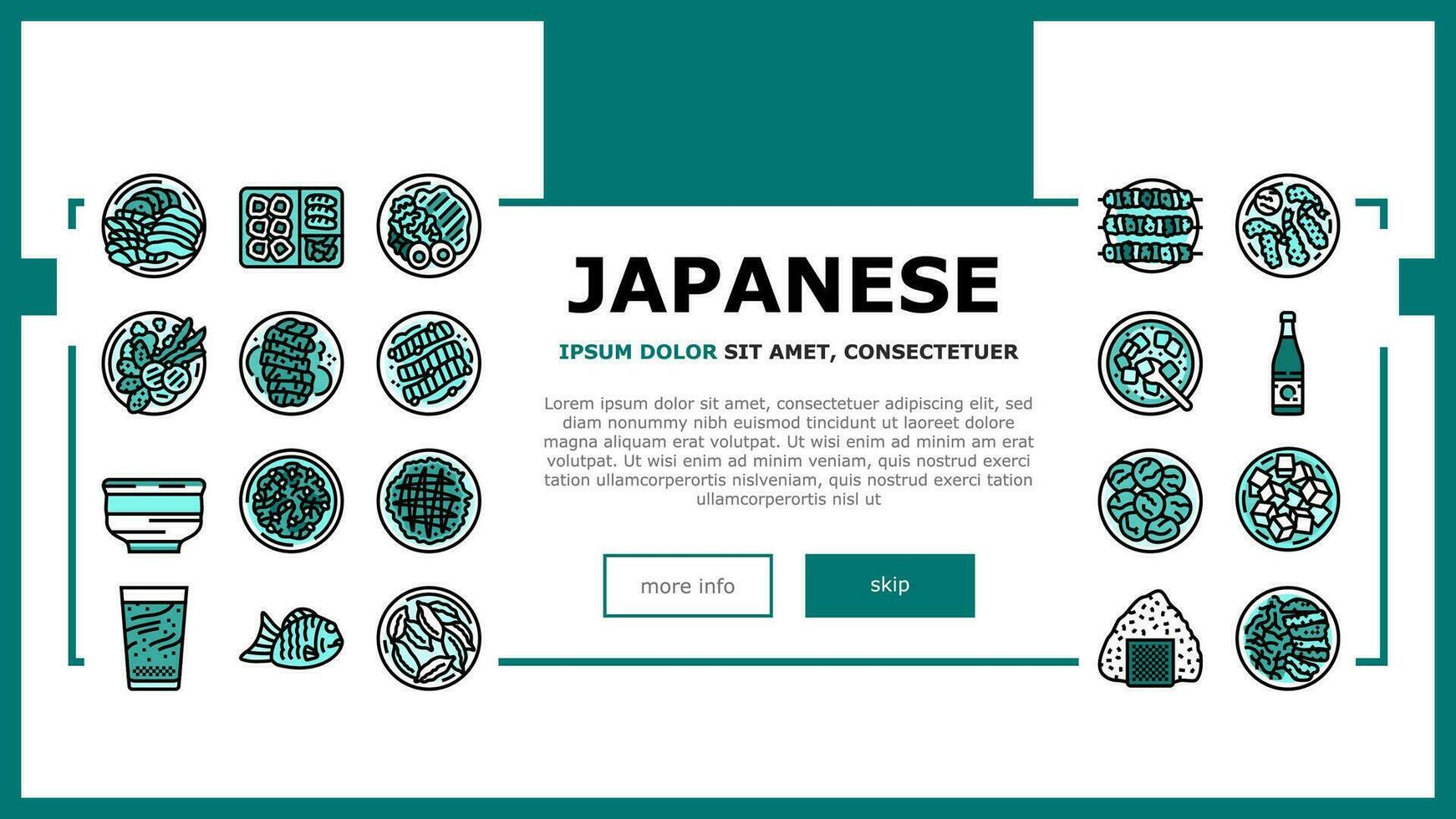 japanese food asian meal landing header vector