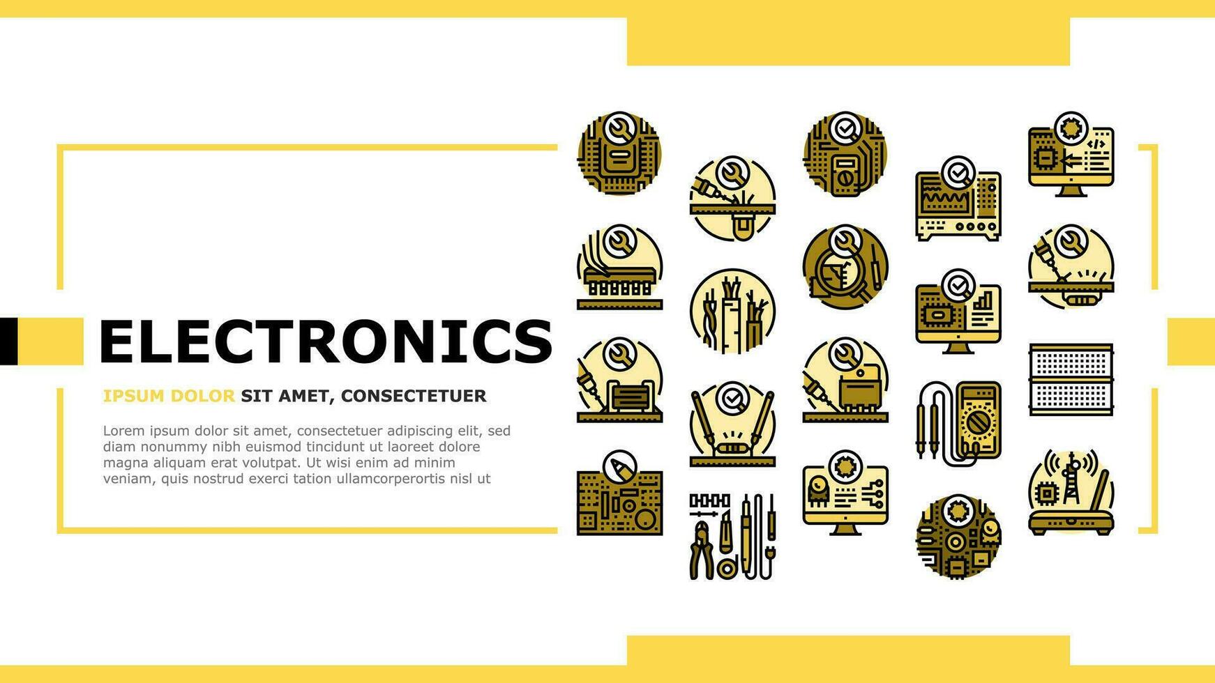 electrónica técnico tecnología aterrizaje encabezamiento vector