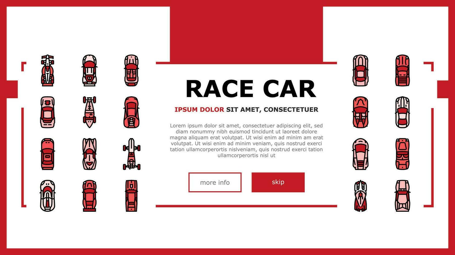 race car speed sport vehicle landing header vector