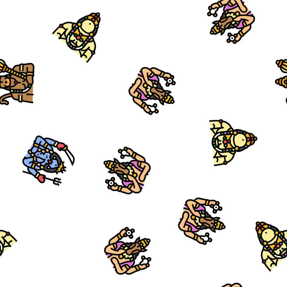 god indian hindu lord krishna vector seamless pattern