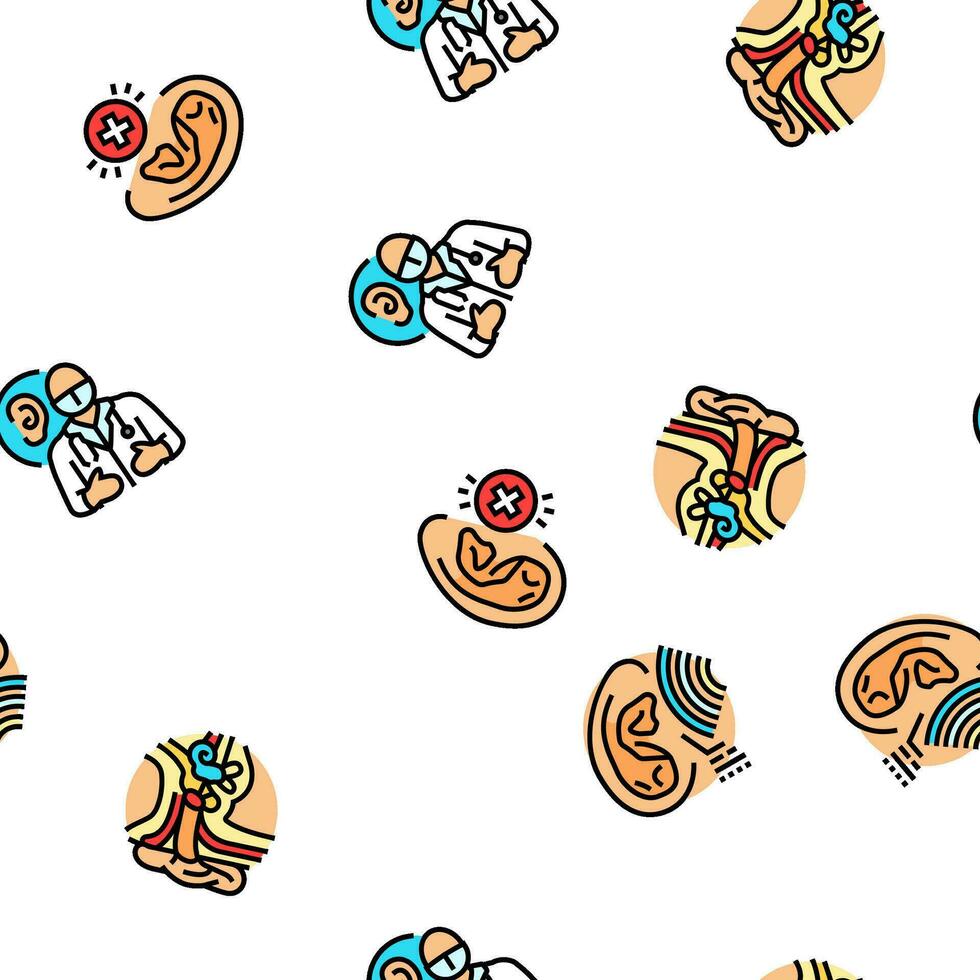 audiologist doctor ear deaf vector seamless pattern