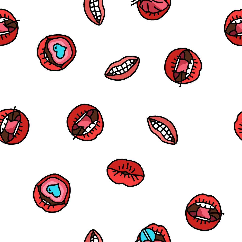 mouth character animation vector seamless pattern