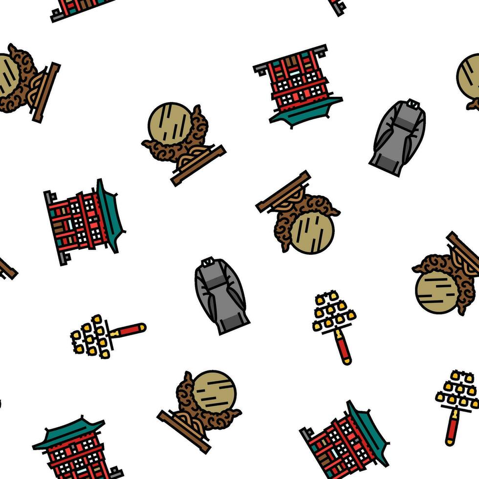 shinto japan japanese temple vector seamless pattern