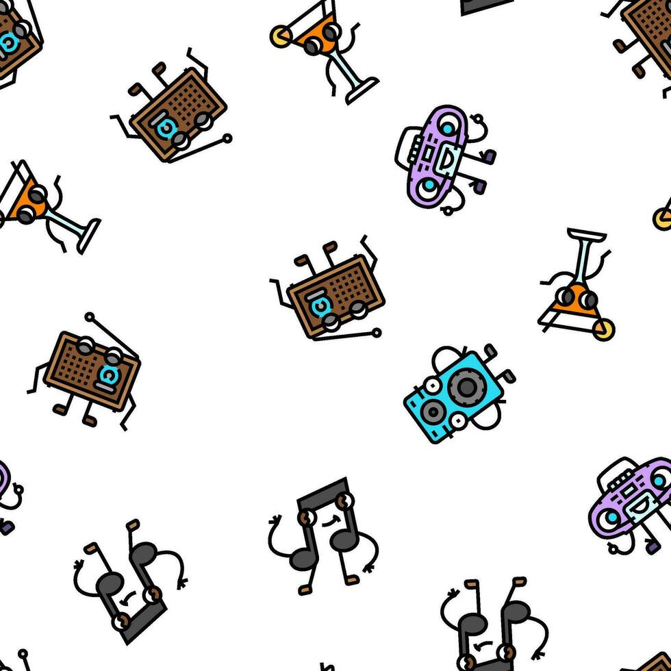 retro music character vector seamless pattern