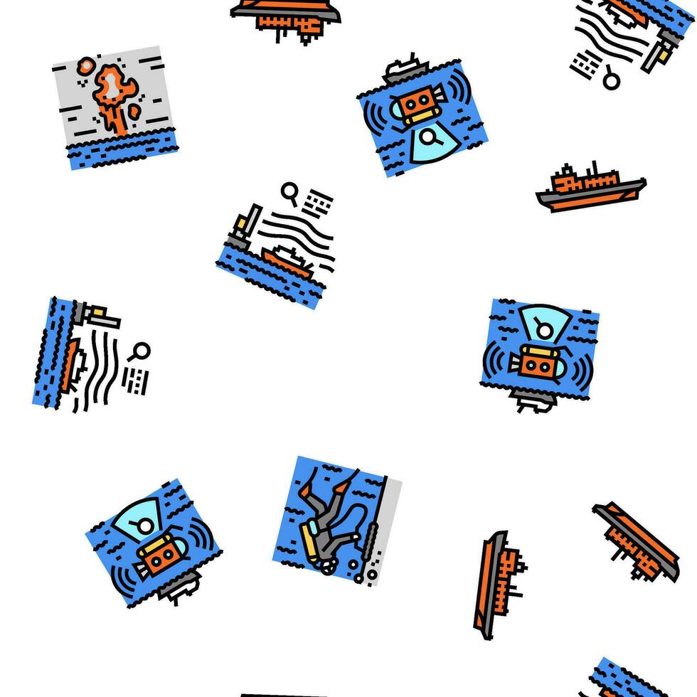 marine engineer boat mechanic vector seamless pattern
