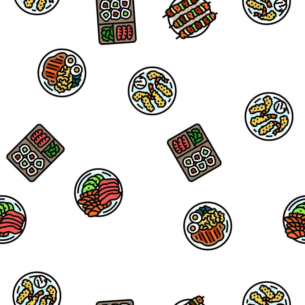 japanese food asian meal vector seamless pattern