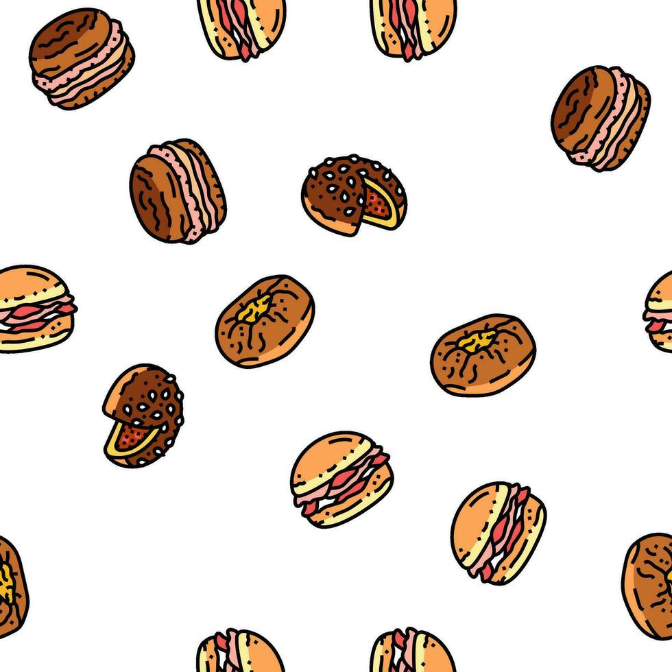 bun food meal bread vector seamless pattern