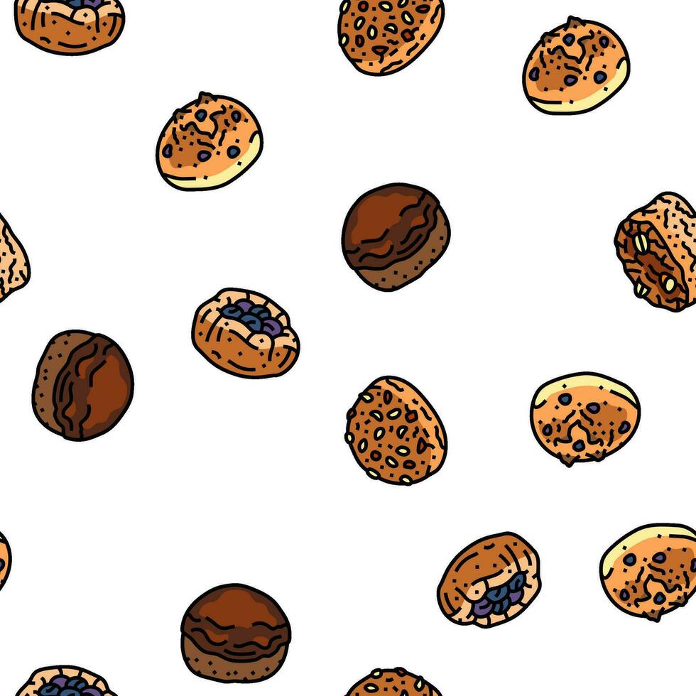bun food meal bread vector seamless pattern