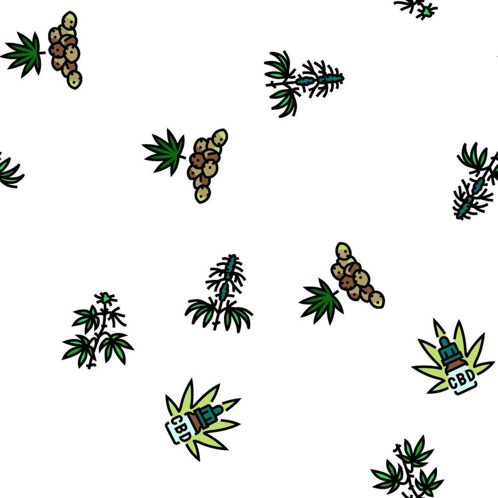 cannabis plant leaf weed hemp vector seamless pattern