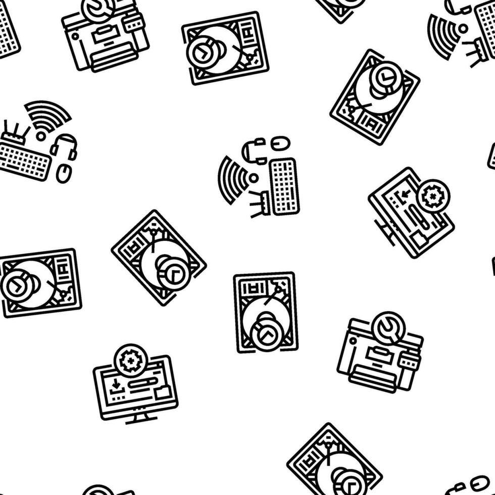 repair computer pc service vector seamless pattern