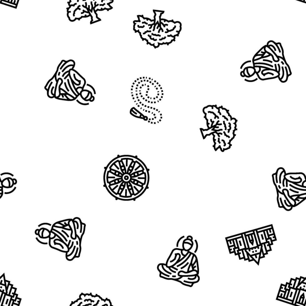 buddhism buddha lotus meditation vector seamless pattern