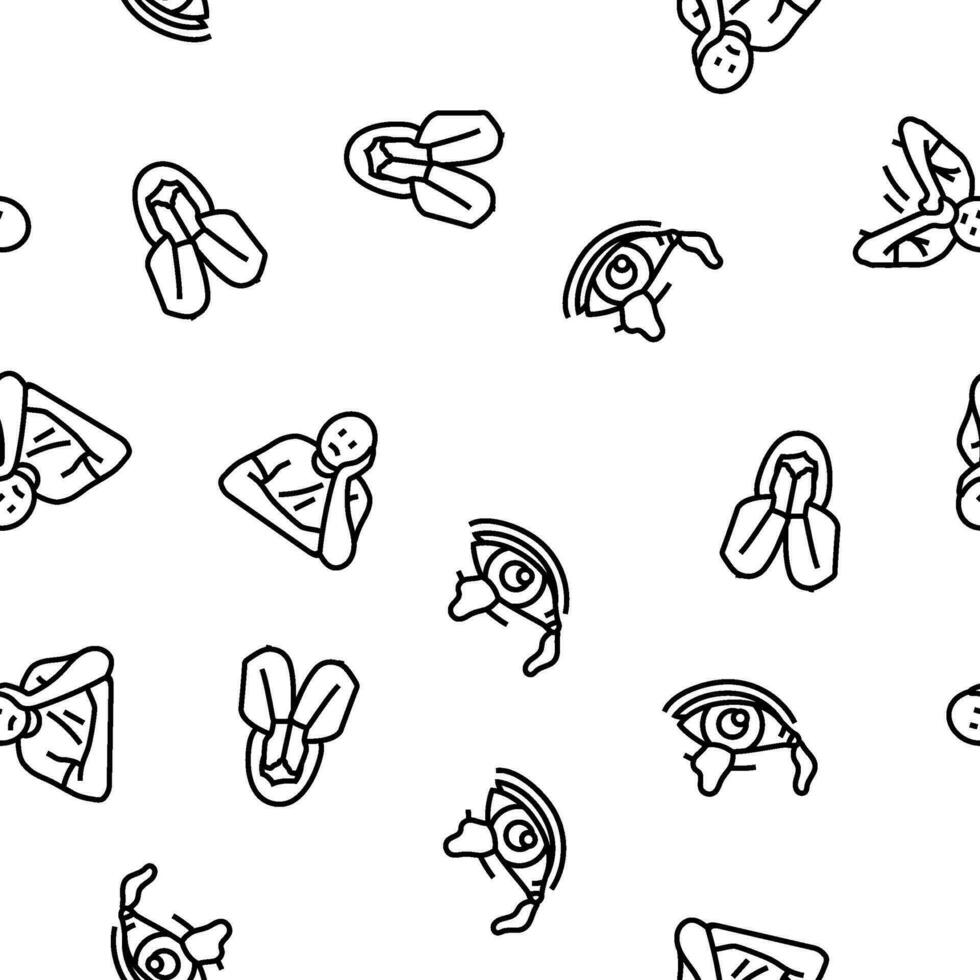 sad mood emotion face vector seamless pattern