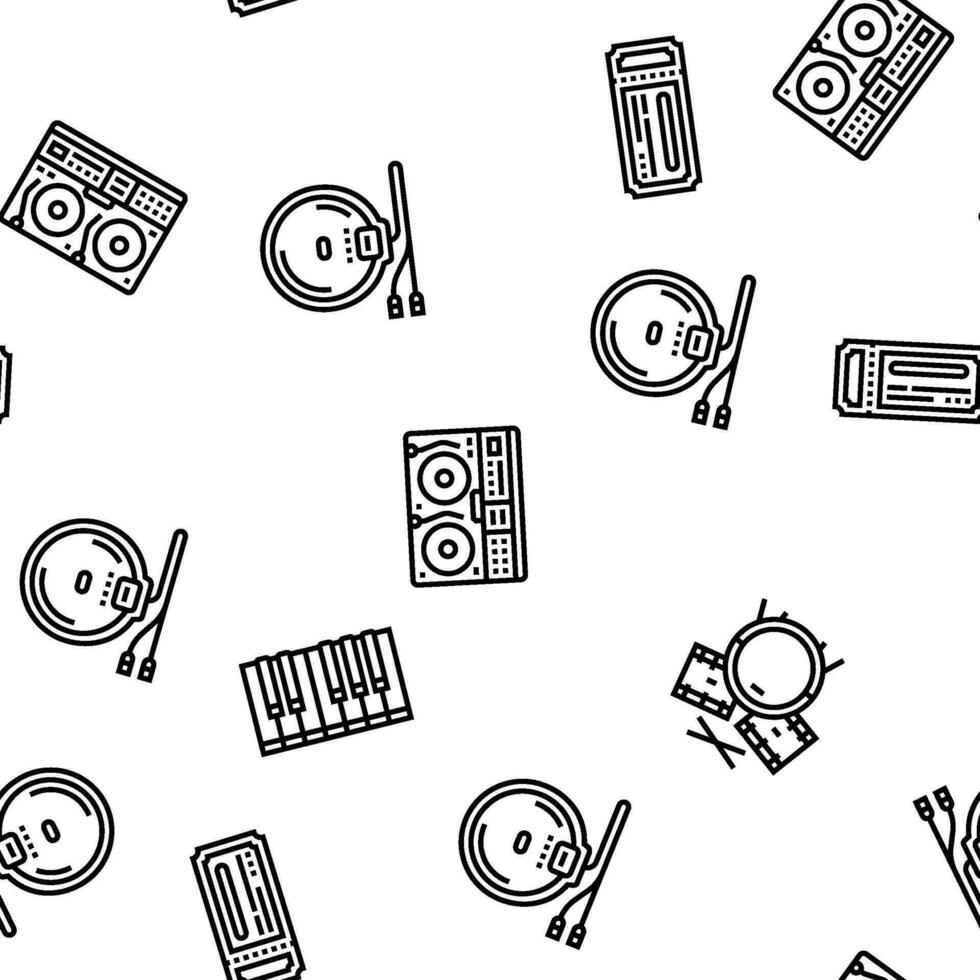 retro music vintage style vector seamless pattern