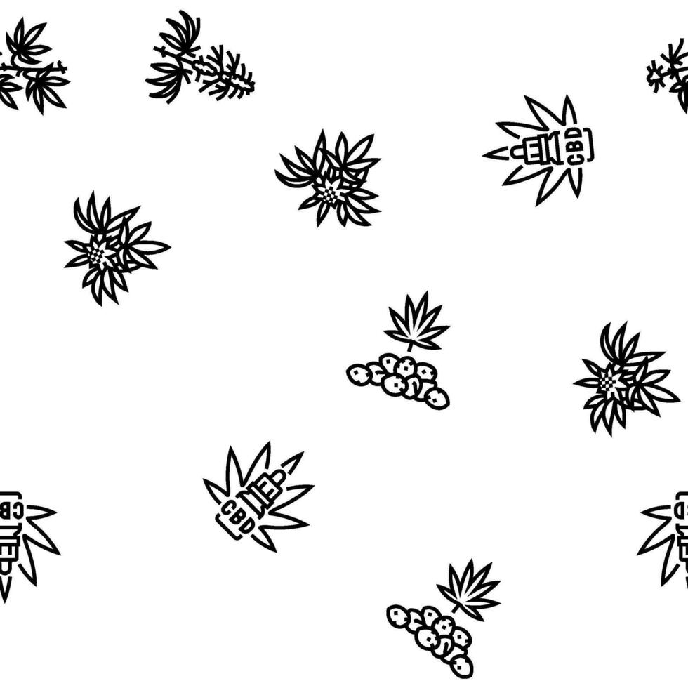 cannabis plant leaf weed hemp vector seamless pattern