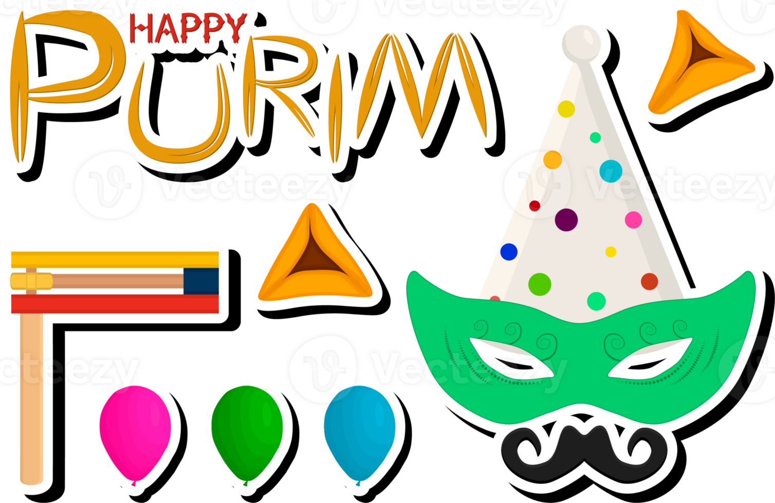 Beautiful illustration on theme of celebrating annual holiday Purim png
