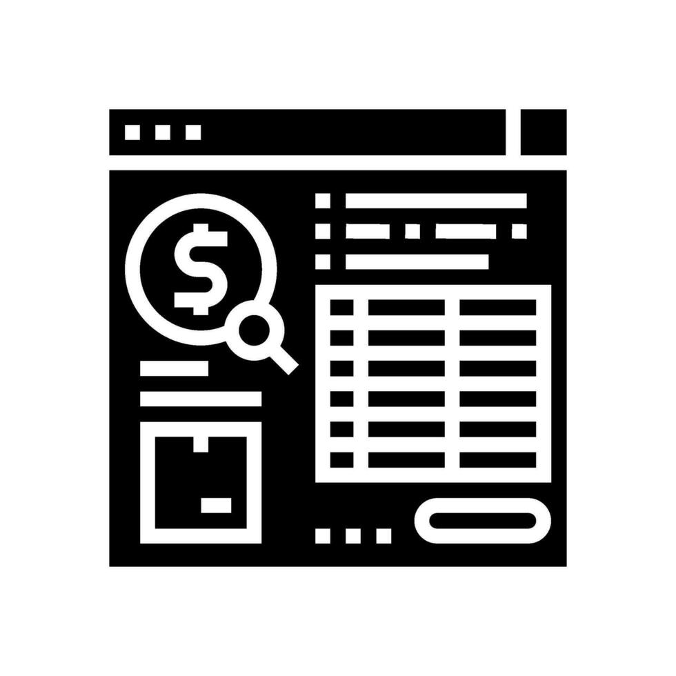 costo análisis logístico gerente glifo icono vector ilustración