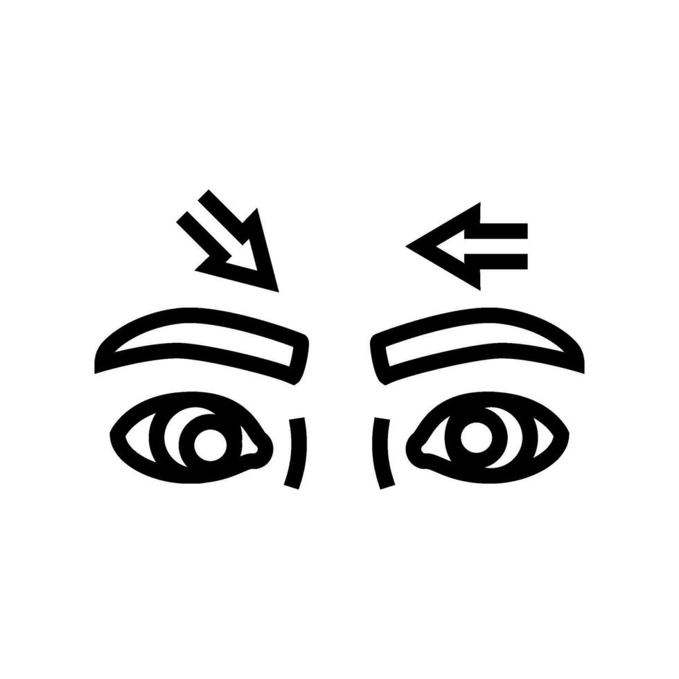 sin control ojo movimientos enfermedad síntoma línea icono vector ilustración