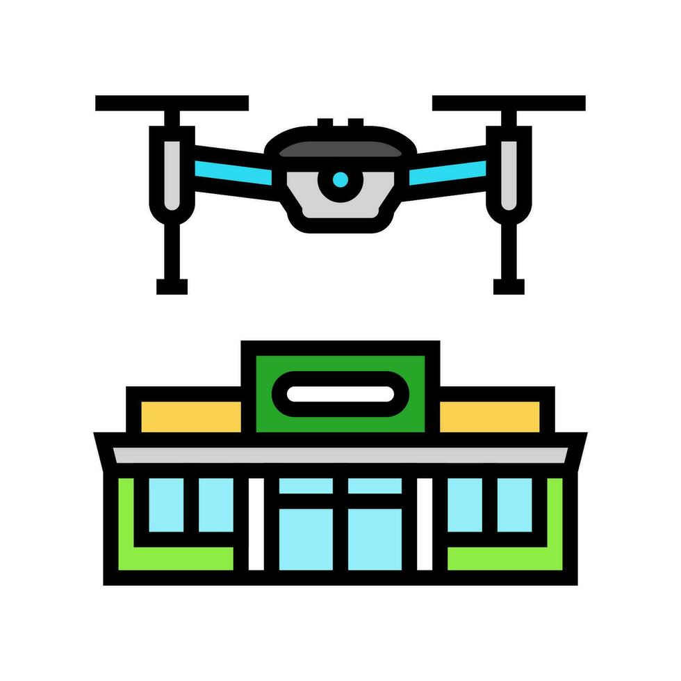infrastructure survey drone color icon vector illustration