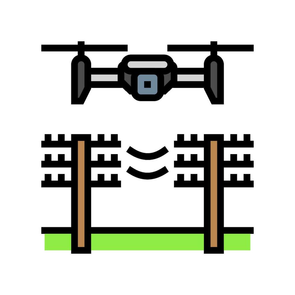 power line inspection drone color icon vector illustration