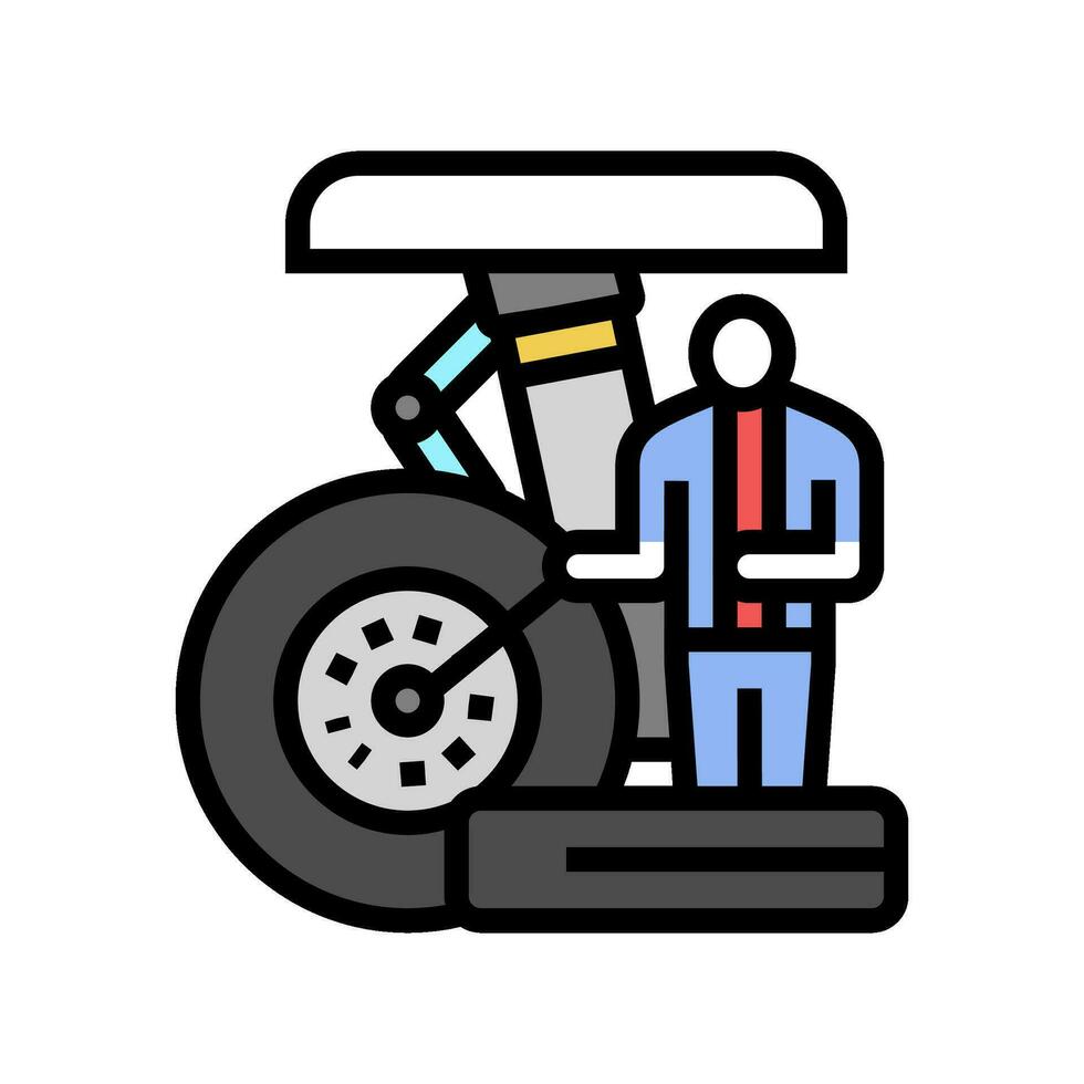 tire replacement aircraft color icon vector illustration