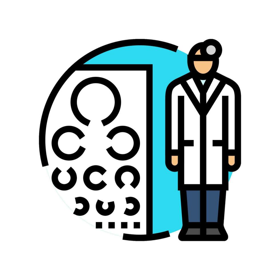 ophthalmic technician eye chart color icon vector illustration