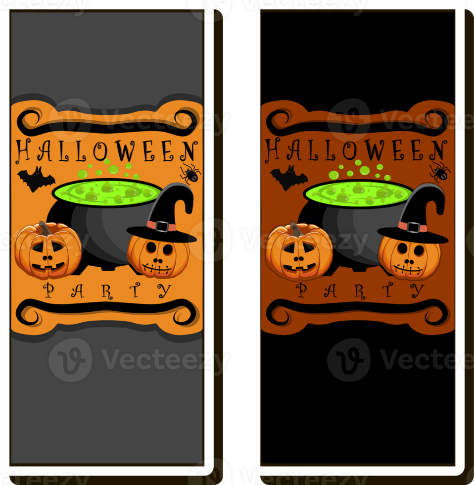 Illustration on theme sticker for celebration holiday Halloween with orange pumpkins 32516952 PNG