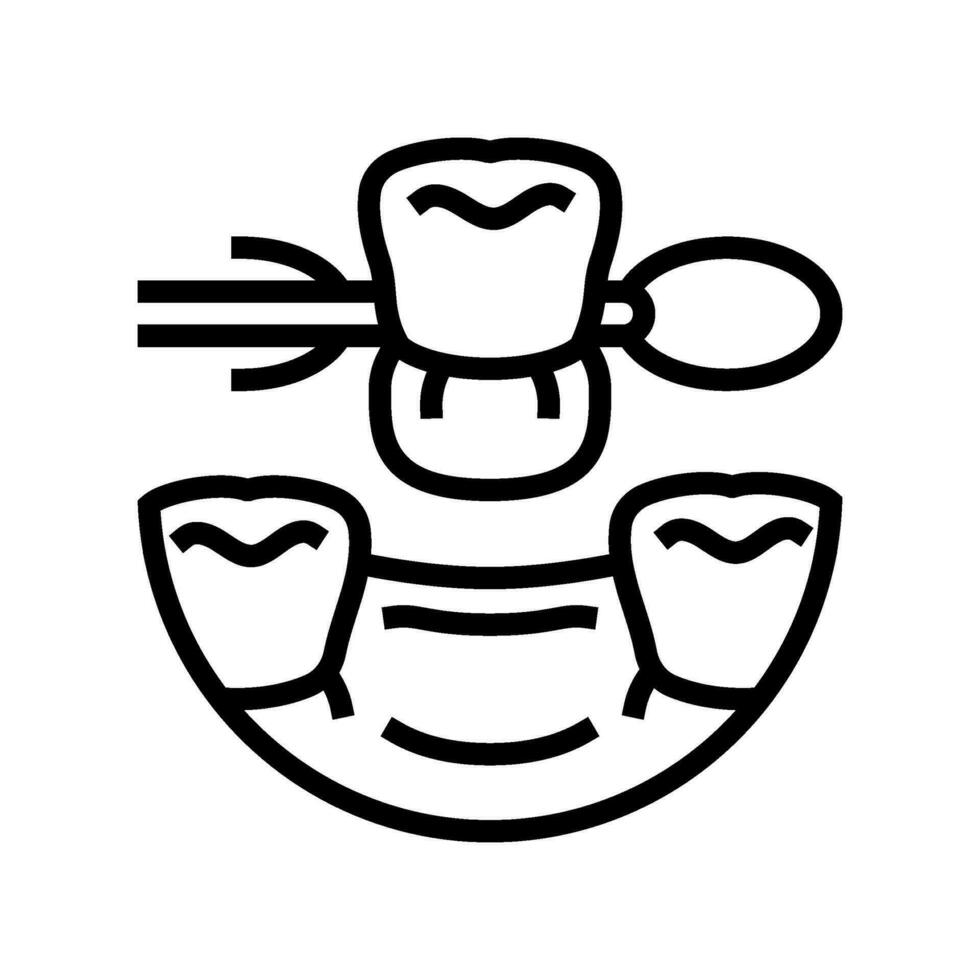 dentadura postiza dental línea icono vector ilustración