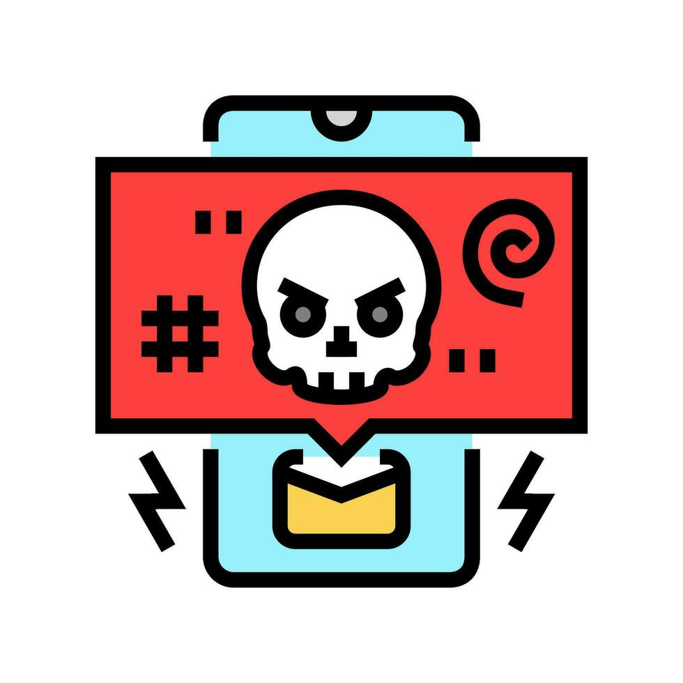 threatening messages cyberbullying color icon vector illustration