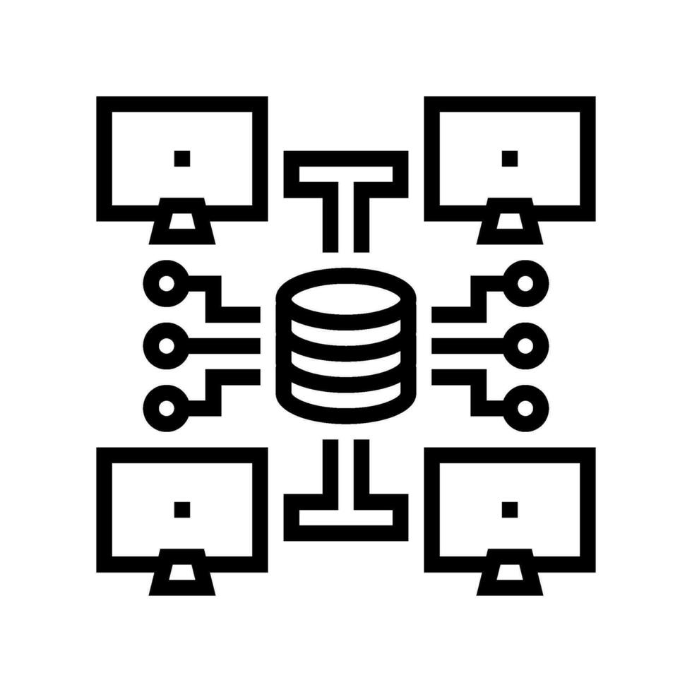 network topology analyst line icon vector illustration