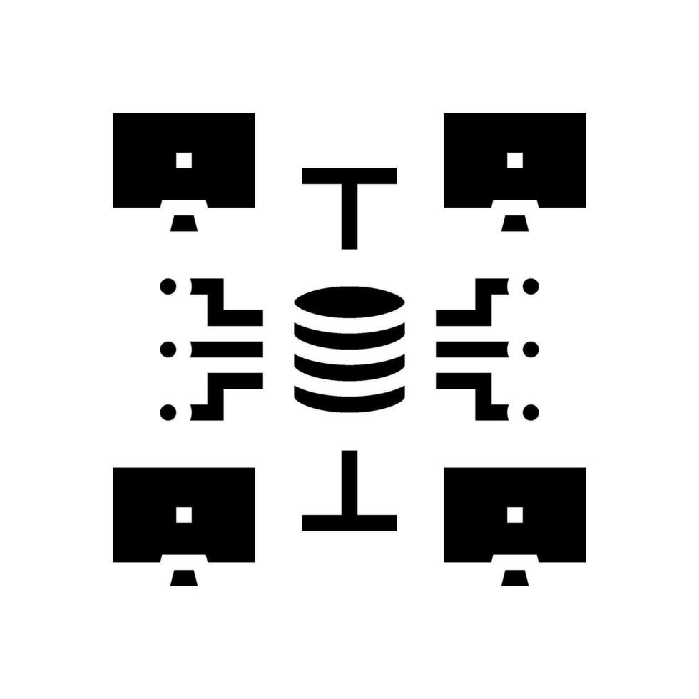 network topology analyst glyph icon vector illustration