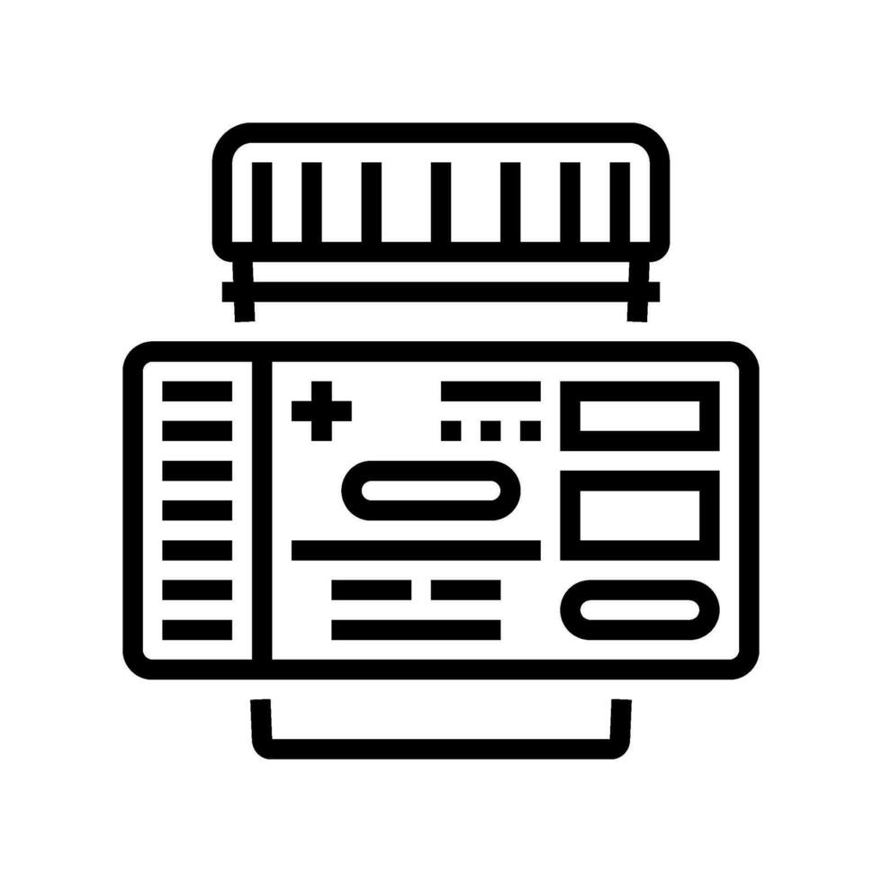 prescripción etiqueta farmacéutico línea icono vector ilustración