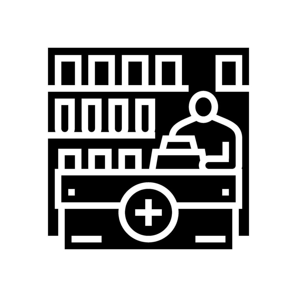 pharmacy counter pharmacist glyph icon vector illustration