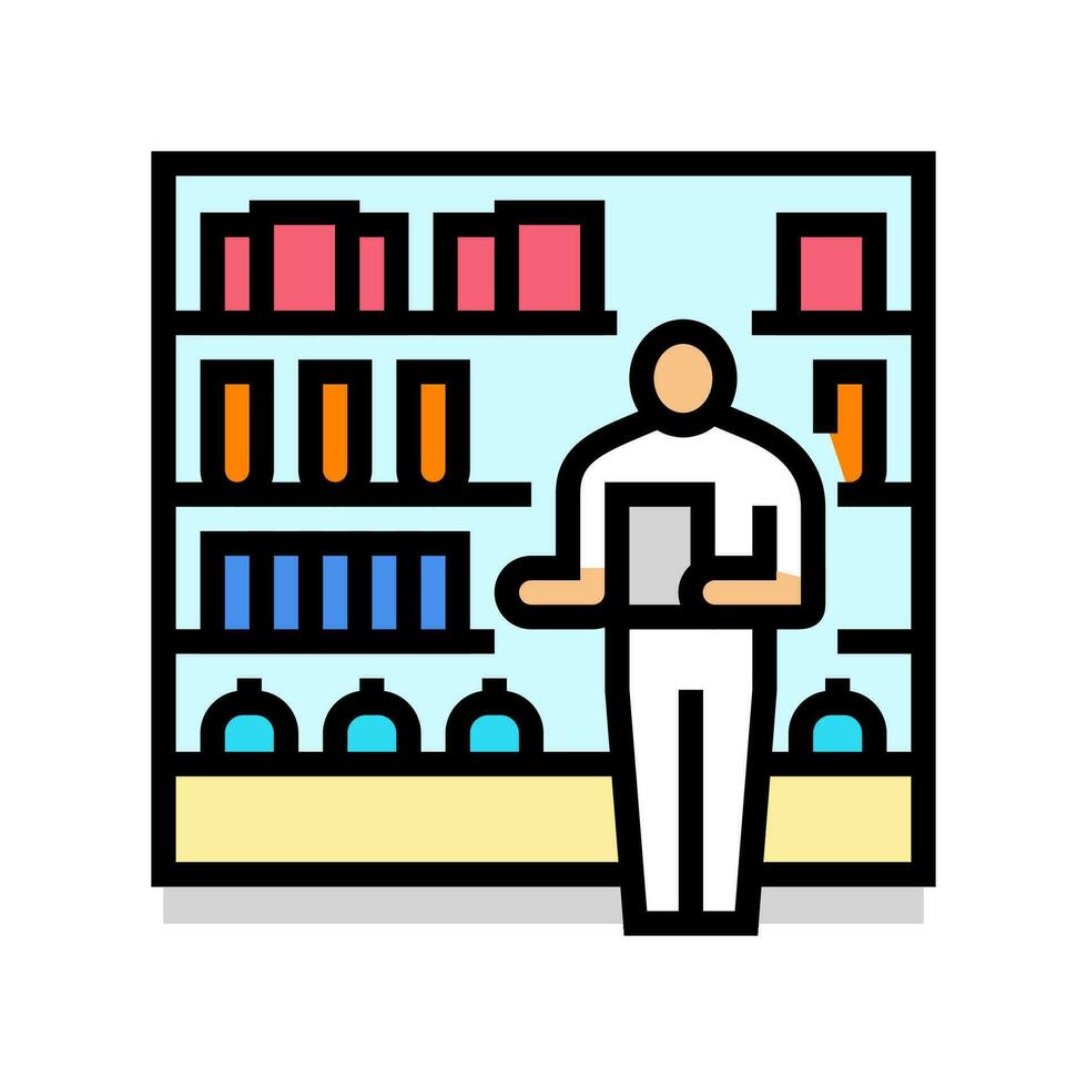 pharmacy inventory pharmacist color icon vector illustration