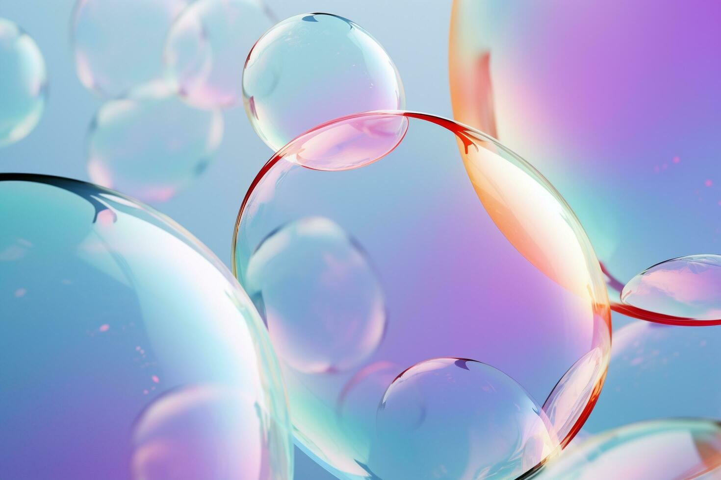 A bunch of soap bubbles floating in the air, Generative AI photo