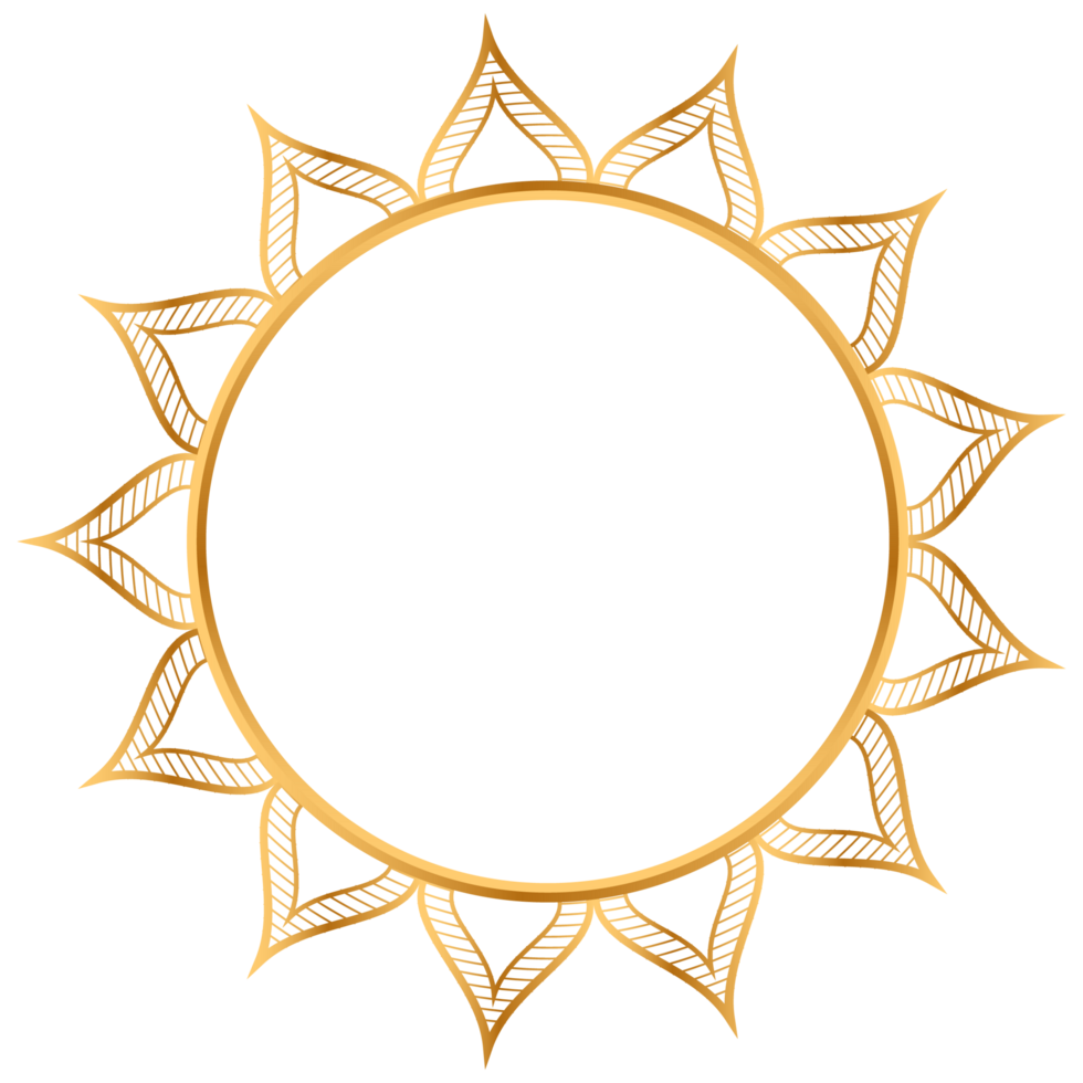 luxe gouden cirkel kader transparant met wijnoogst mandala goud circulaire patroon clip art png