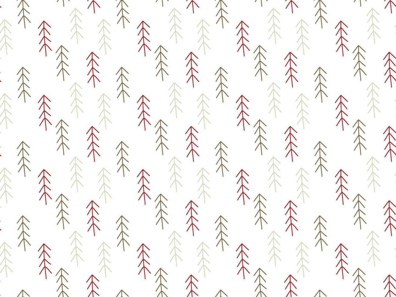 Hand drawn Christmas trees pattern. Seamless New Year doodle illustration. Merry Christmas vector for wallpaper, textiles, bedding, pajamas