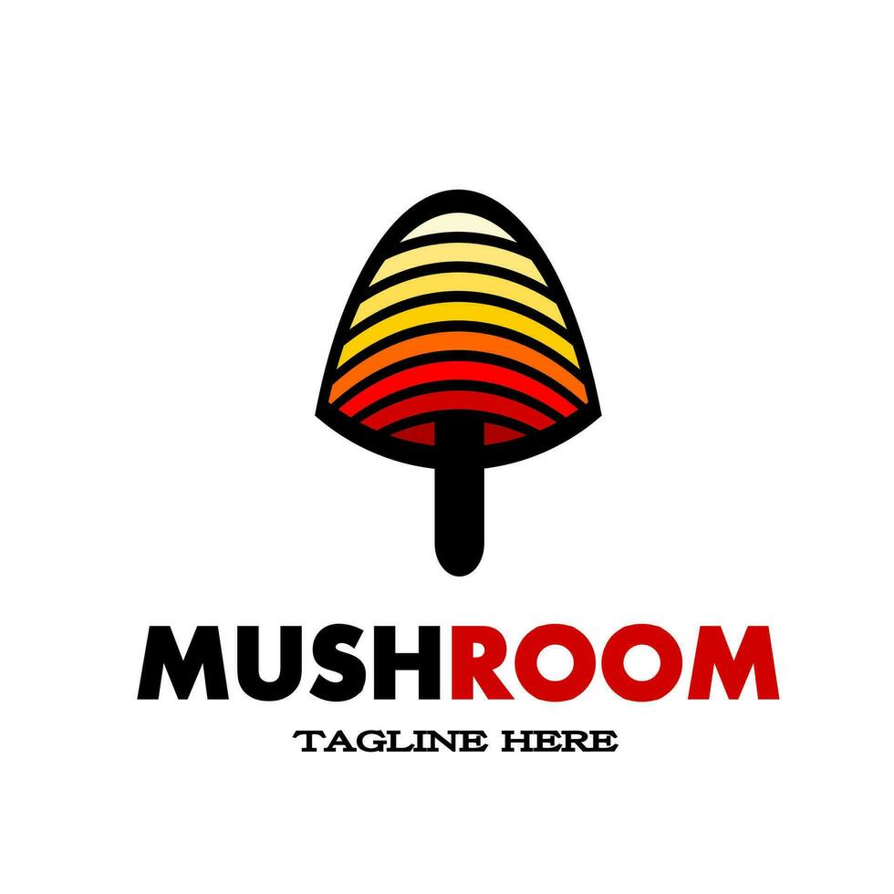 Simple modern mushroom logo with red and yellow. Colorful mushroom icon. Elegant vector illustration.