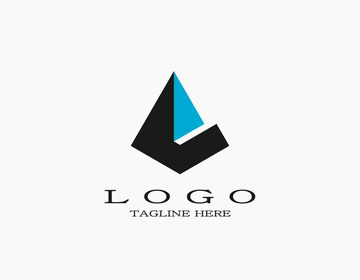 Minimalist elegant logo with pyramid forming the letter e. Design logo with a blue triangle. Creative logo template vector illustration.