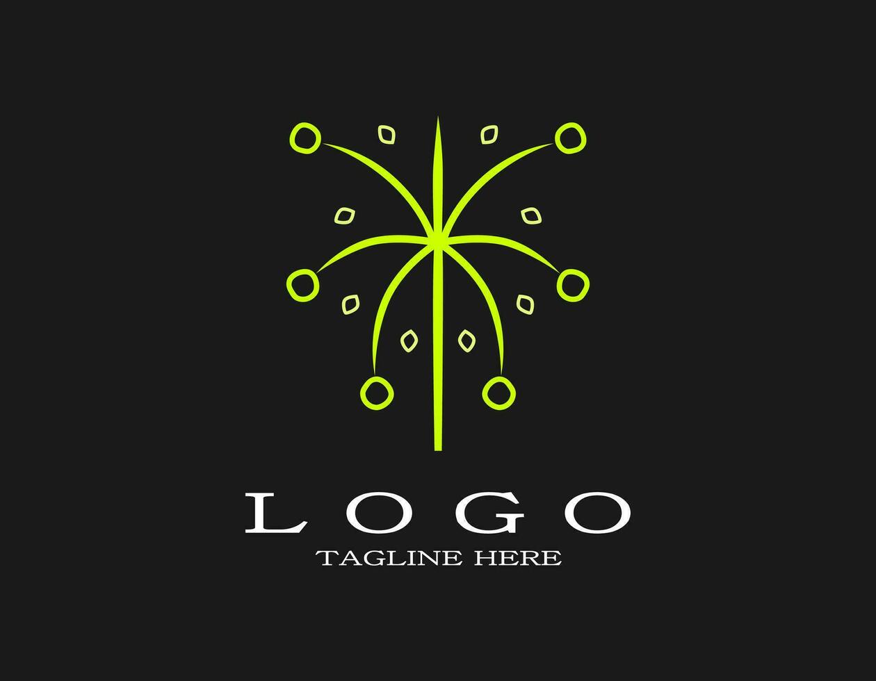 The golden-green palm or coconut tree. Suitable natural logo for a company, garden, olive oil, hotel, or travel. vector