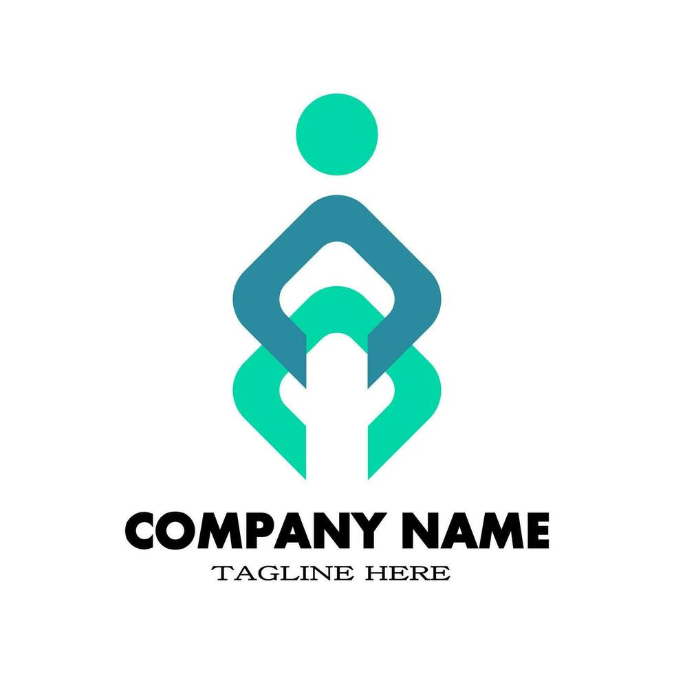Abstract people or human care logo with blue and turquoise. Flat vector logo design with concept care, parent, medical, and healthy.