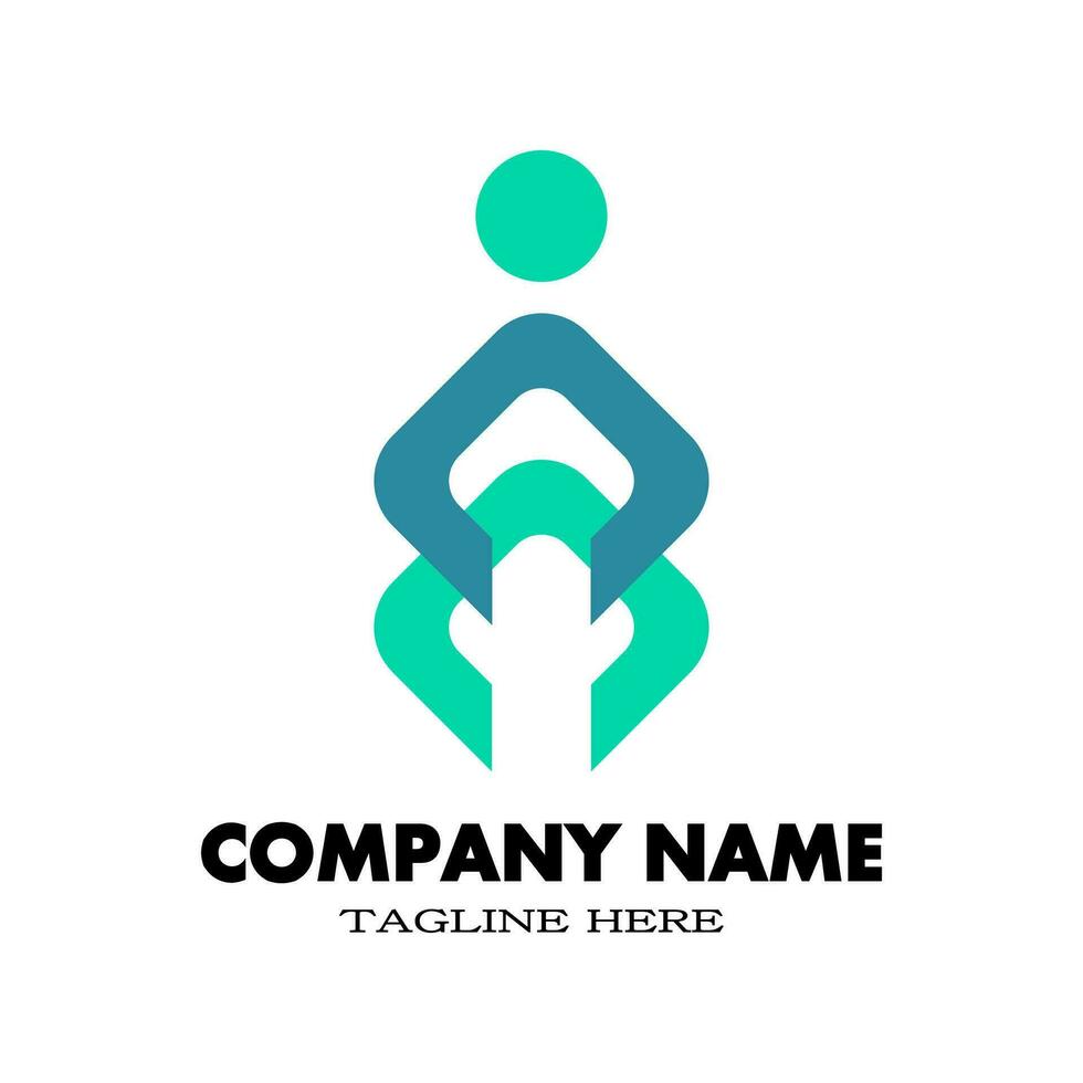 Abstract people or human care logo with blue and turquoise. Flat vector logo design with concept care, parent, medical, and healthy.