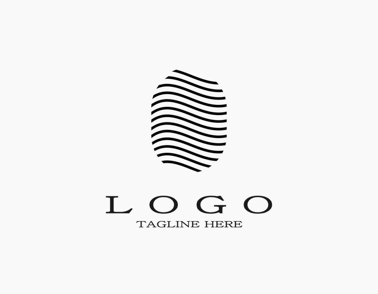 Simple minimal fingerprint logo with black lines on a white background vector