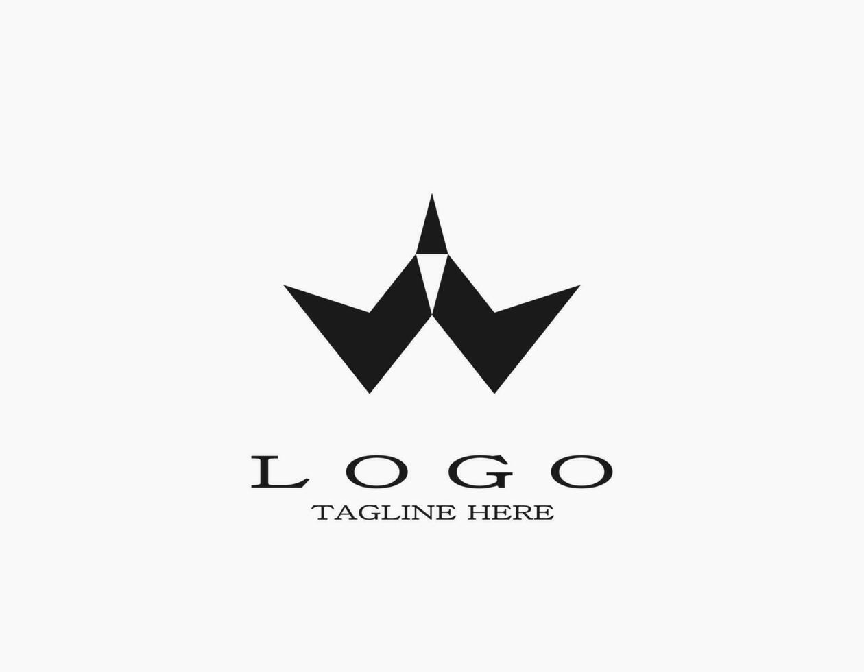 Modern minimal letter W logo concept. A similar black logo to a collar, rocket, plane, rocket, pyramid, triangle, wings. vector