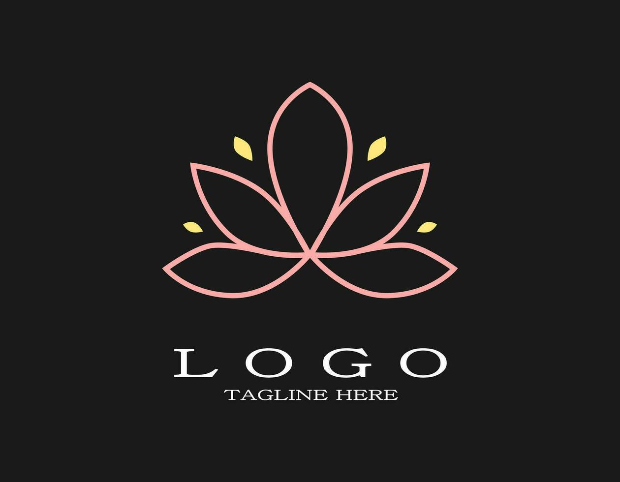 Simple lotus line logo. Minimal design concept with blooming pink lotus. Suitable for spa, resort, hotel, beauty, boutique, yoga, salon, perfume. vector