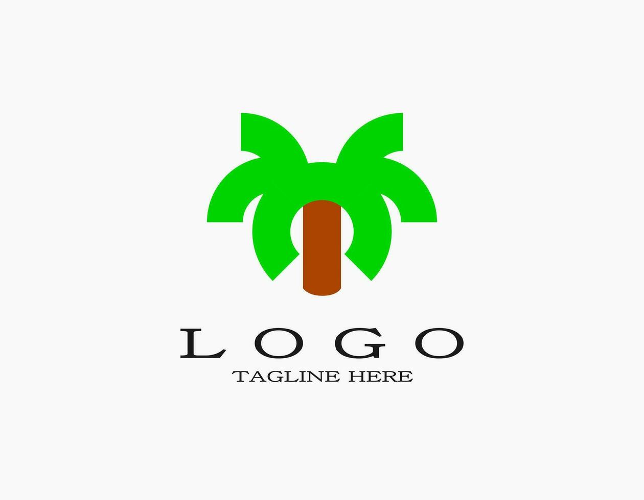 Coconut tree logo icon with green and brown. The minimalist design of palm tree. Icon logo design for your business. vector