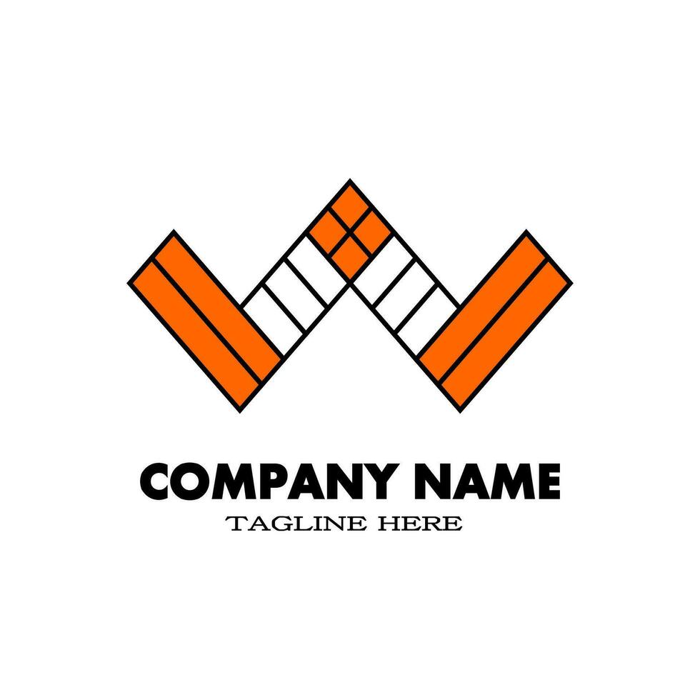 Simple letter W logo with orange. Plait logo concept. Design logo for your brand and company name. vector