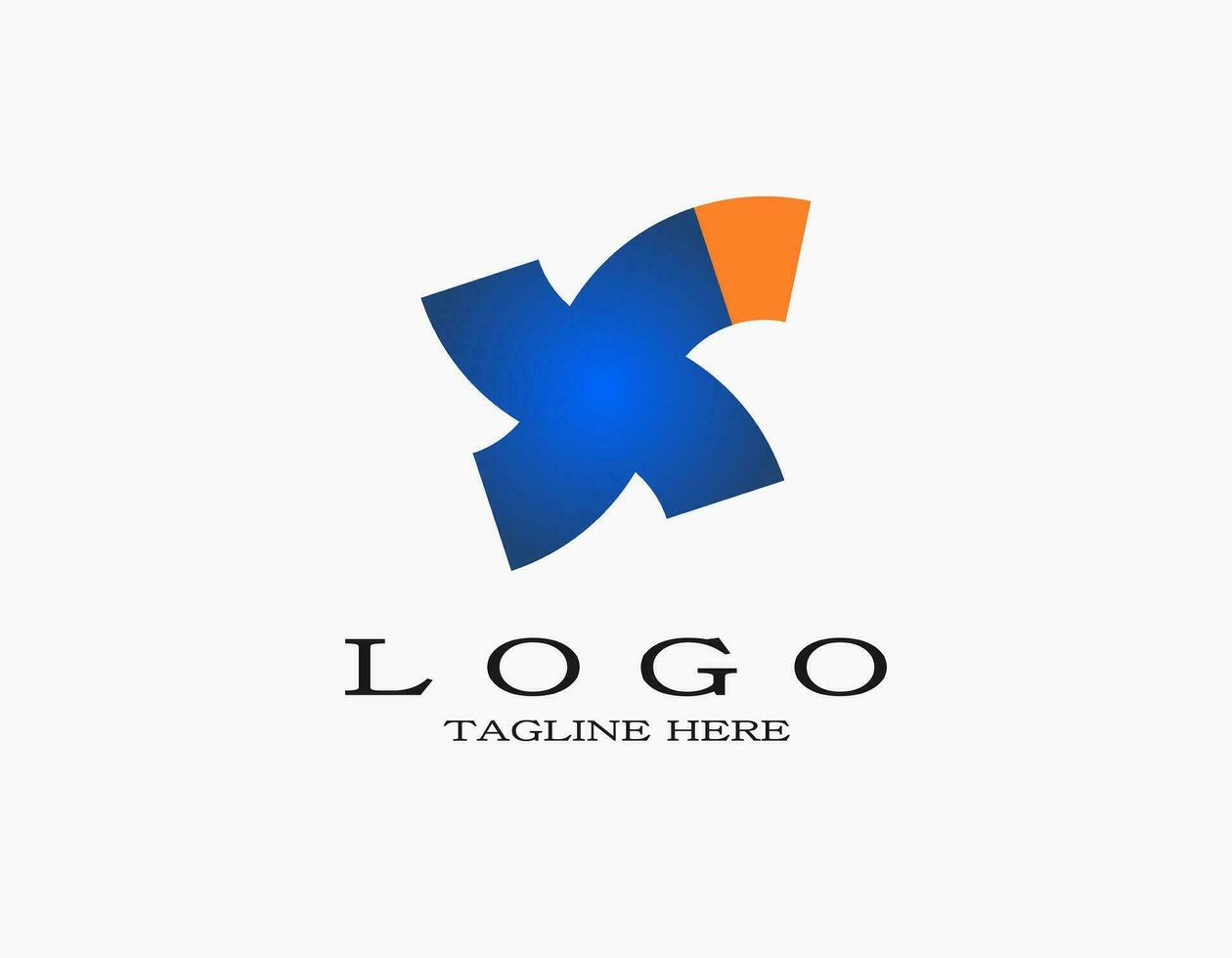 torbellino letra X logo. mínimo creativo diseño con azul y naranja letra X ese se parece un pájaro o avión. vector