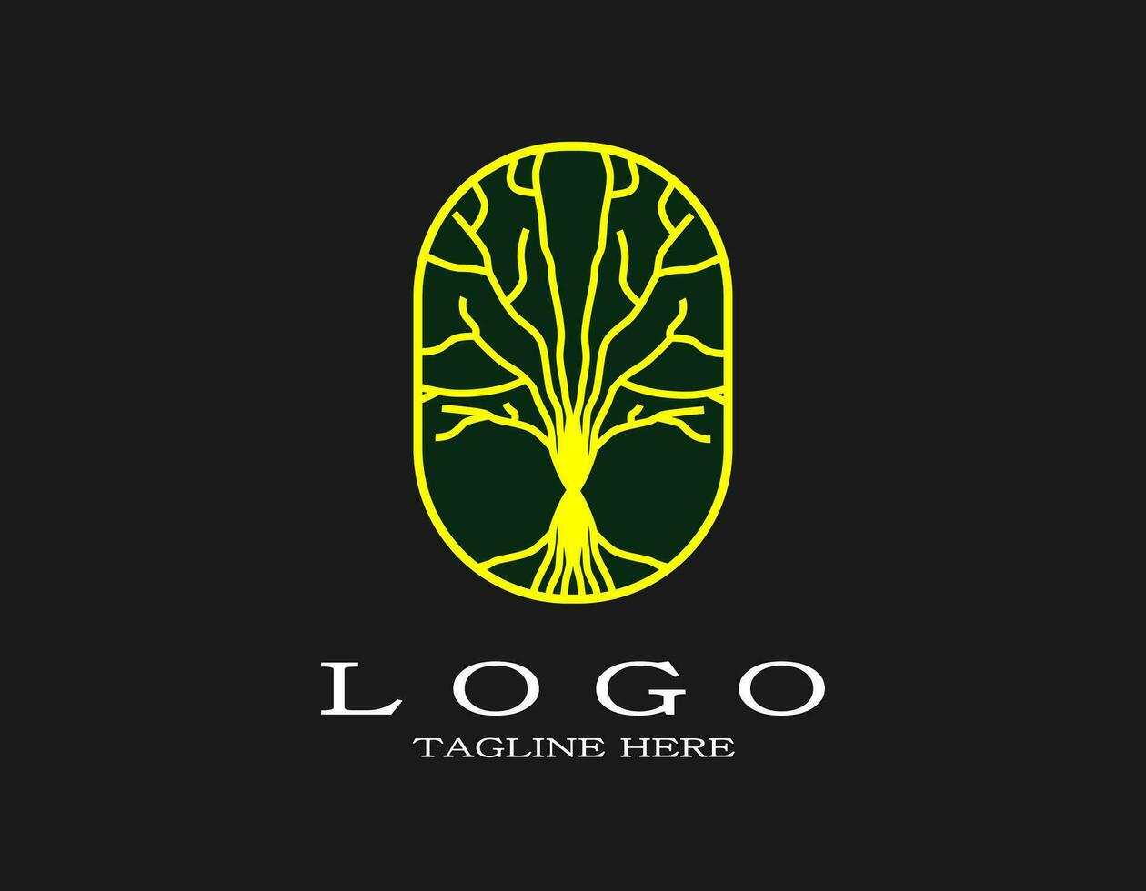 Root logo. An elegant design concept with a golden root that is tied to the meaning of solidarity. The logo is suitable for company, organization, park, hotel, spa, environment. vector